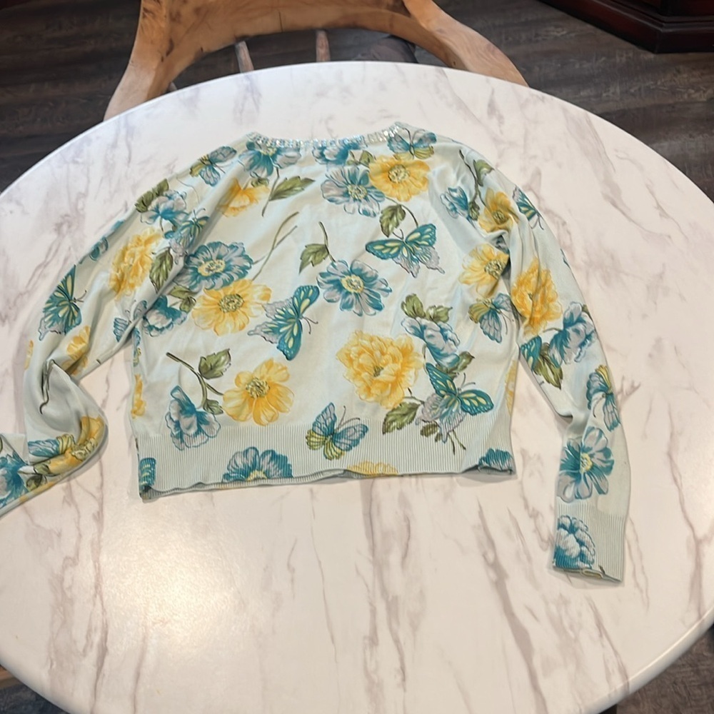 August Silk Petite Floral Sequined Cardigan - Picture 4 of 5